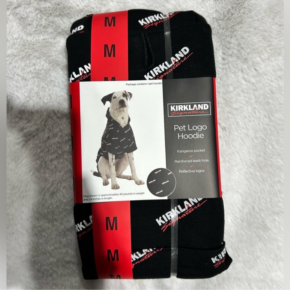 NWT Kirkland Signature Logo Pet Hoodie for Dog / Cat BLACK MEDIUM